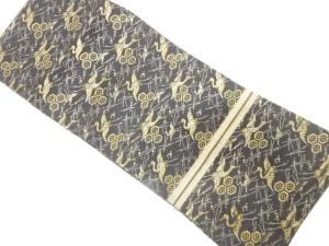 アンティーク　群鶴に松葉模様織り出し　半幅帯（材料）